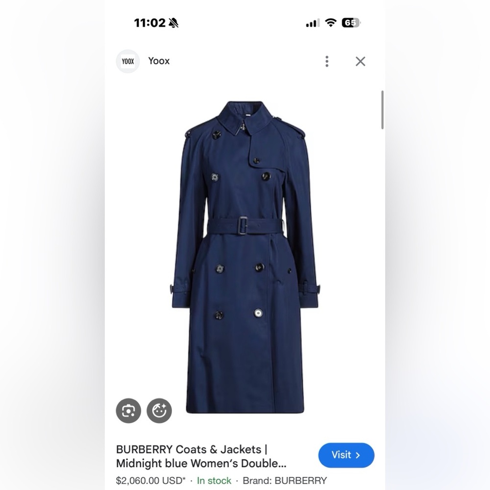 J. Crew NWT icon trench coat NAVY WOOL Coat sz 0 - Picture 14 of 14